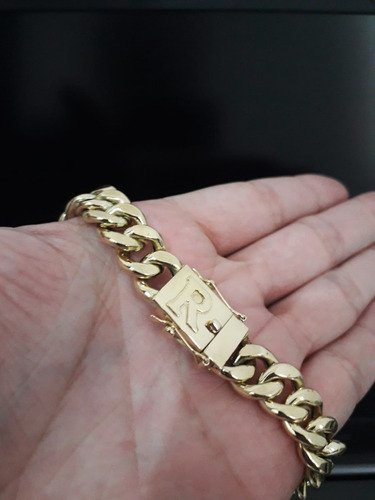 Pulseira Grumet 25 Gramas 12mm Ouro 18k Fecho Letra