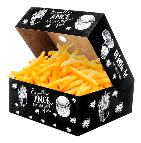 Embalagem Batata Frita Viagem Delivery M Modelo Giz 50 Un