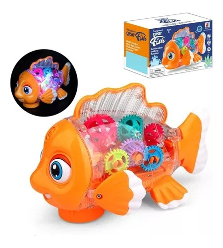 Brinquedo Trem Peixinho Nemo Infantil Luz Som Bate Volta Cor Laranja
