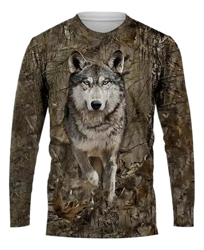 Camiseta De Manga Larga Con Estampado 3d De Animales De Caza