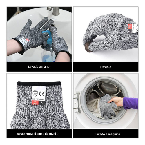 . 5 Par Guante Anticorte De Seguridad Industrial Resistentes
