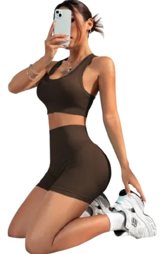 Conjunto Deportivo Short Biker Push Up Levanta Cola +top Gym