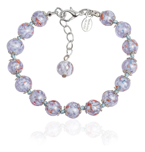 Pulsera De Cristal De Murano Auténtico - Cuentas De Vi...