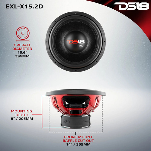 Subwoofer Ds18 Exl-x15.2d 15 PuLG 1250w Rms 2 X 2 Ohms Color Negro