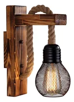 Comprar Aplique Rustico Lampara De Pared Retro Madera Y Jaula Hierro