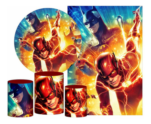 Kit Casado The Flash Painel Redondo Trio Capas Cilindro