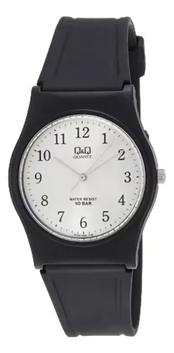 Reloj Q&q Correa Pvc Negro Esfera Plateada Vp34j020y  Febo