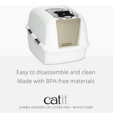 Caixa De Areia Para Gatos Catit Jumbo Com Capuz White Tiger