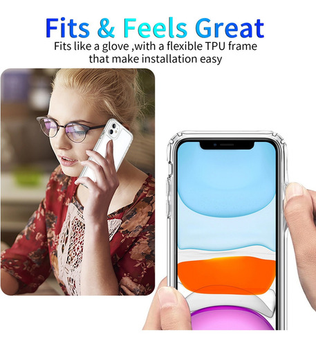 Imagen 7 de 9 de Funda Case Antishock iPhone Acrigel 2 En 1 + Mica Ct 21d 11h