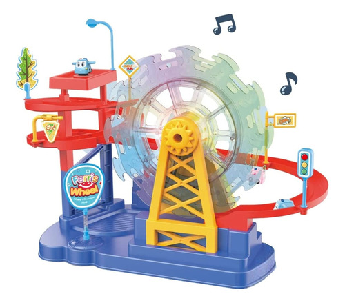 Ferris Wheel Roller Coaster Slide Spinning Track Racer Toy .