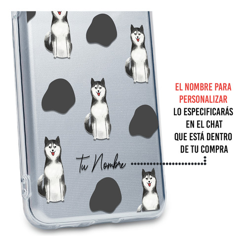 Funda Para Zte Para Mujer Perrito Husky Manchas Con Nombre