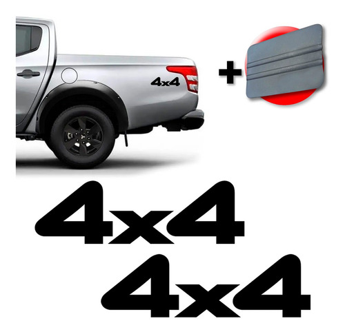 Par Adesivos 4x4 L200 Outdoor 2020 Glx Emblema Lateral Preto