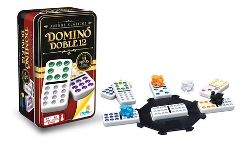 Imagen 1 de 1 de Domino Doble 12 Tren Mexicano Ronda Caja Metálica 91 Fichas 