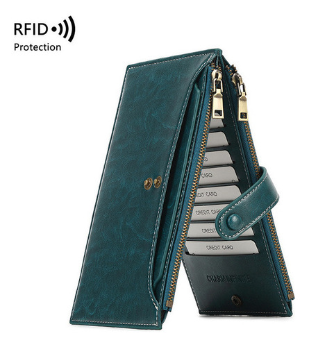 Cartera Con Bloqueo Rfid Con Doble Cremallera For Teléfonos