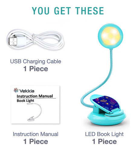 Book Light Vekkia Cute Rechargeable For Kids 50ml 40h Blue