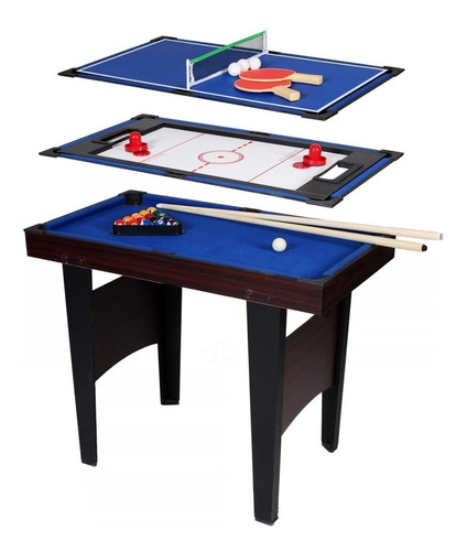 Mesa Multijuegos 3 En 1 Juegos Pool Ping Pong Tejo