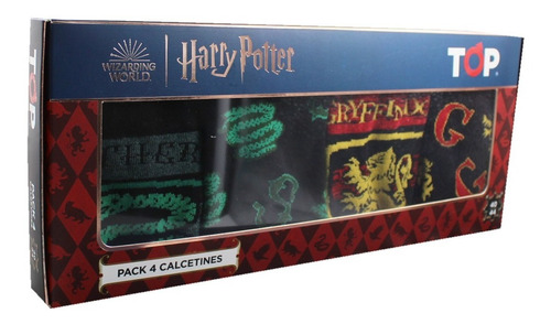 Imagen 1 de 6 de Calcetines Tobilleros Harry Potter Pack 4 C1 Top