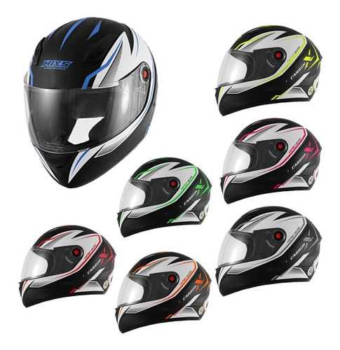 Capacete Moto Mixs Fokker Carbon X Fosco E Brilhante 2019