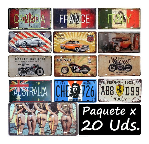 Imagen 1 de 10 de 20 Placas De Metal Vintage Retro Decorativas  Antiguas 30x15