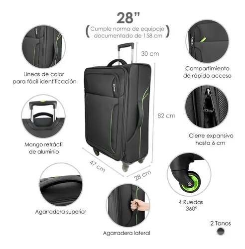 Maleta De Viaje Tela Sqbags 28 Grande Organizadores Ruedas