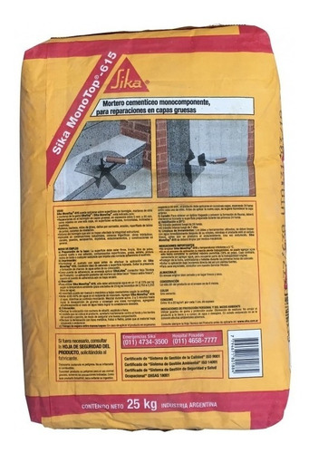 Sika Monotop 615 X 25kg Reparación De Hormigón