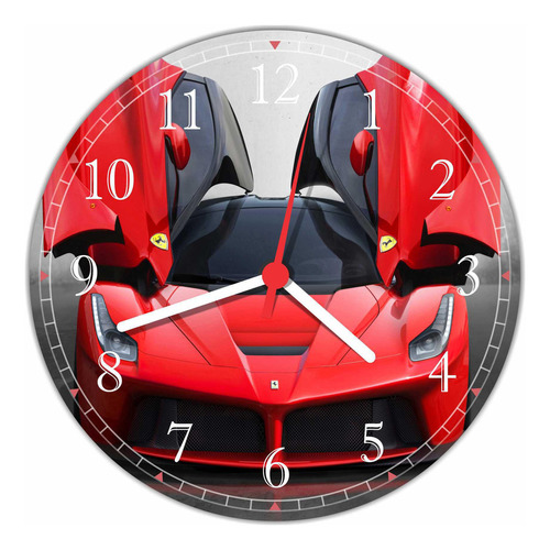 Relógio De Parede Carro Ferrari Vermelha Gg 50 Cm Quartz 06