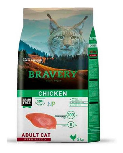 Alimento Gato Adulto Esterilizado Bravery Chicken 7kg. Np