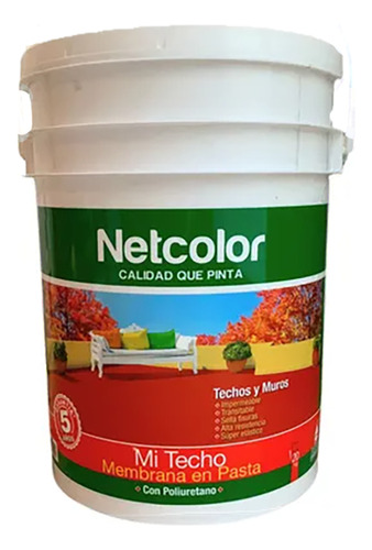 Membrana En Pasta Mi Techo Netcolor Con Poliuretano X 20 Kg Blanco Mate