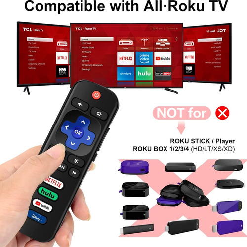 (pack Of 2) Replaced Remote Control For Tcl Roku Tv/hisense