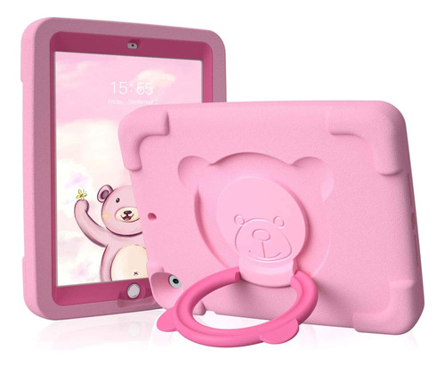 Pzoz Funda Kids P/ iPad 9na 8va 7ma Gen De 10.2 Soporte Rosa