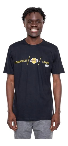 Camiseta Nba Masculina Logo Los Angeles Lakers Preta