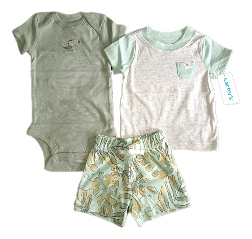 Conjuntos Carters Verano 3 Piezas Short Body Remera Bebes