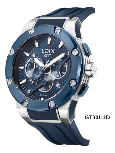 Reloj Hombre Loix® Gt301-2 Azul Con Plateado, Tablero Azul