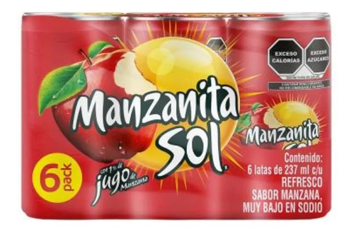 Refresco Manzanita Sol 6 Latas De 237 Ml C/u
