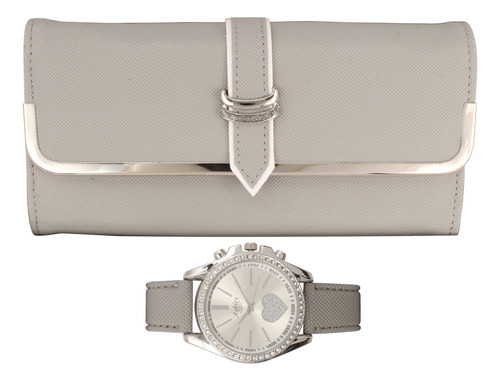 Conjunto De Reloj Y Cartera Triple Gris- Charles Raymond Ess