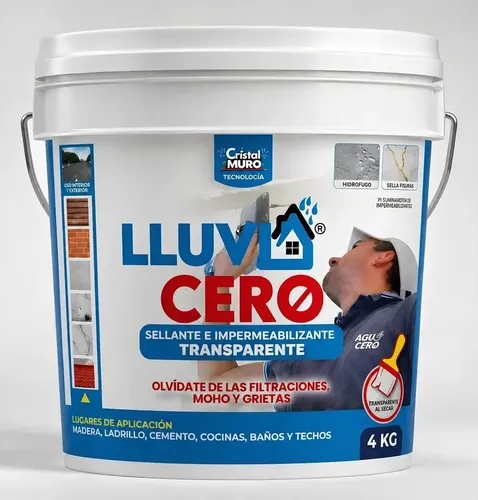 Lluvia Cero Impermeabilizante Sellador 4 Litros Galón Sellad Acabado Brillante Color Transparente