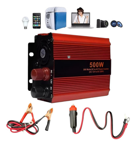 Inversor Voltaje 500w Convertidor Corriente 12v A 220v Auto