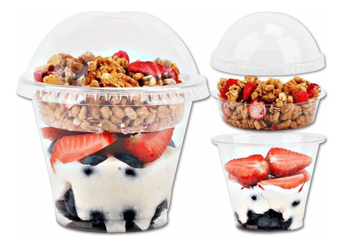 9oz Clear Plastic Parfait Cups With Insert 3.25oz & Dome