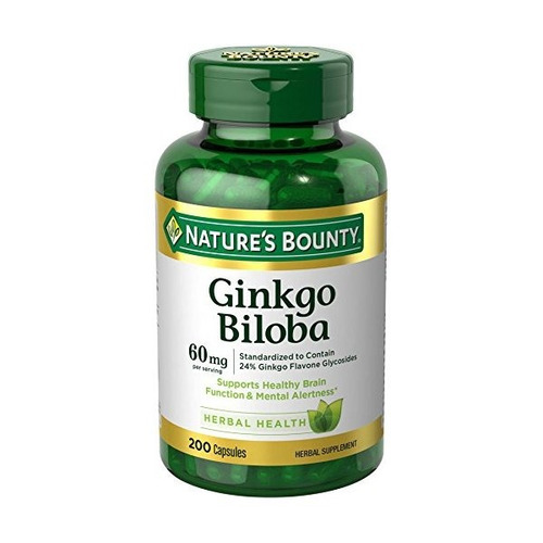 De La Naturaleza Bounty Ginkgo Biloba 60 Mg, 200 Cápsulas