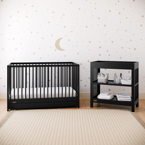 Graco Teddi Cuna Convertible 5 En 1 Con Cajón Negro Negro