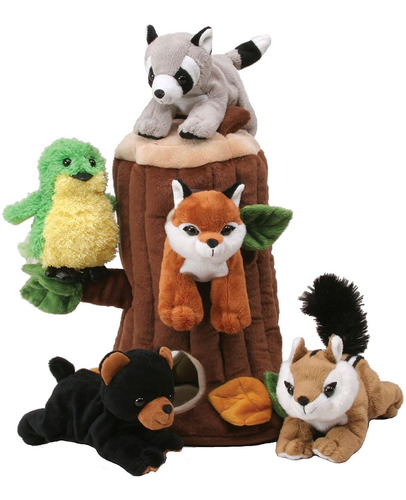 Árbol De Peluche Con Animales - Cinco (5) Animales De Bosque