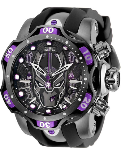 Reloj Cronógrafo Con Correa De Caucho Invicta Marvel Black P