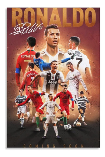 Póster Mural Sobre Lienzo De Cristiano Ronaldo 2, 40 X 60 Cm