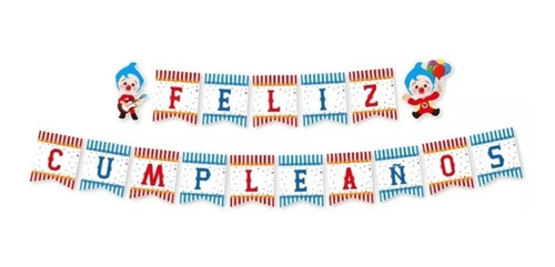 Feliz Cumpleaños Payasito Plim Plim Guirnalda Para Cotillón 