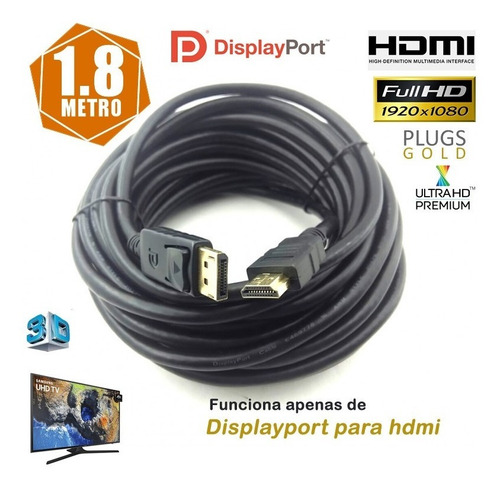 Imagem 8 de 8 de Cabo Displayport X Hdmi De 1,80 Metros
