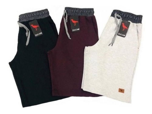 Imagem 1 de 4 de Bermudas De Moletom Moleton Kit Com 3 Bermudas De Fabrica