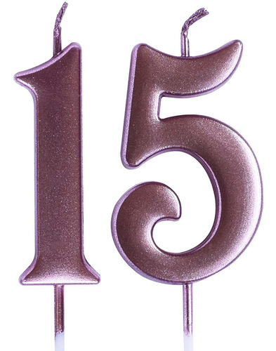 Vela De Cumpleaños Número 15 De Rosa  Número De Vela...