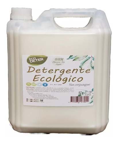 Detergente Ecológico / Sin Enjuague / 60% Ahorro Agua / 5 L