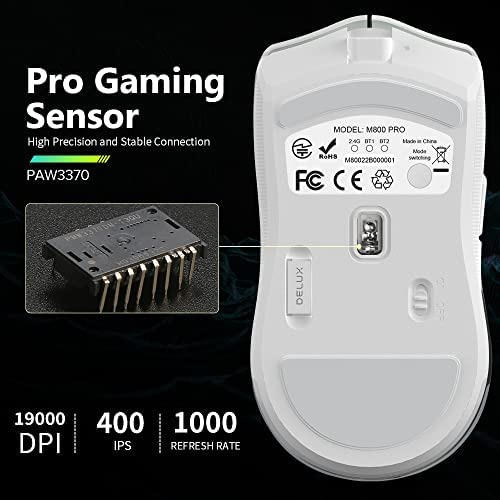 Mouse Para Jogos Sem Fio Delux M800pro - Sensor Paw 3370, C