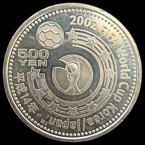 Japon, 500 Yen, 2002. Mundial Futbol Corea / Japon #1. Unc (Usado)